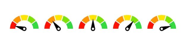 Speedometer icon set. Customer satisfaction meter collection. Vector on isolated background. EPS 10.