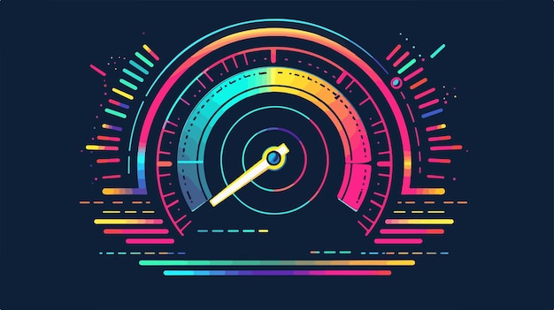 Vector speedometer icon on sport car odometer with motor