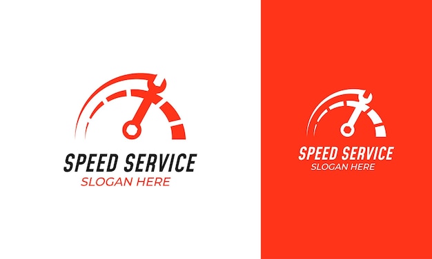 Speedometer logo design with repair or maintenance concept