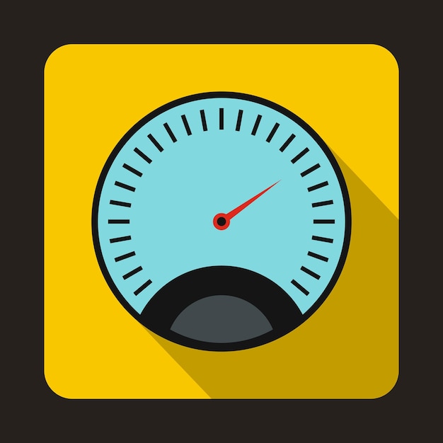 Speedometer with blue background icon in flat style with long shadow Auto spare parts symbol