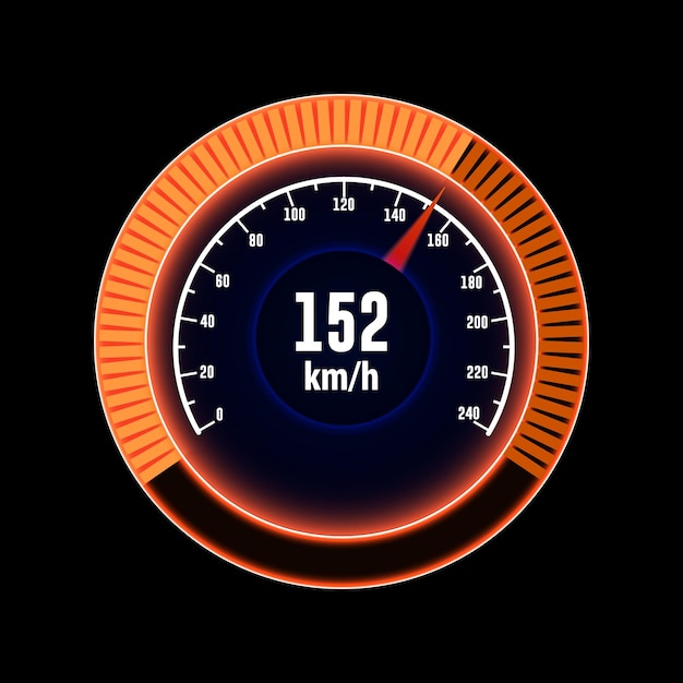 Speedometer with Orange Bar and Neon Sparkles