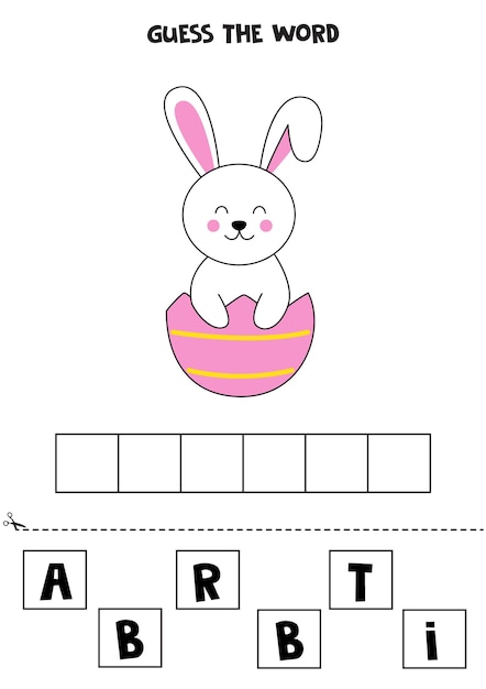 Spell the word Vector illustration of cute Easter rabbit Spelling game for kids