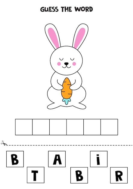 Spell the word Vector illustration of cute rabbit Spelling game for kids