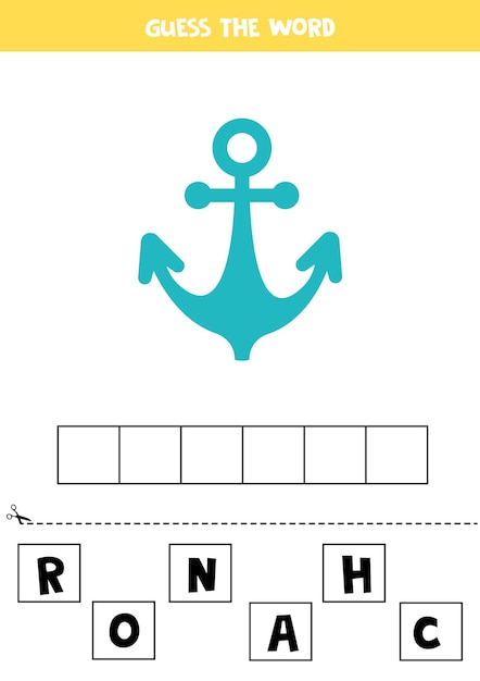 Spelling game for kids Blue cartoon anchor