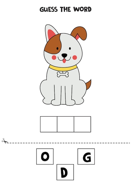 Spelling game for kids Cartoon cute dog