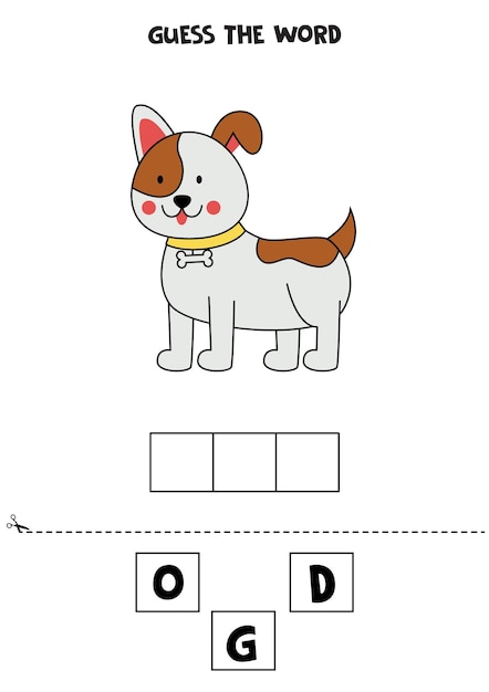 Spelling game for kids Cartoon cute dog