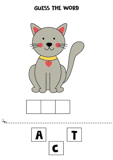 Spelling game for kids Cartoon gray cat