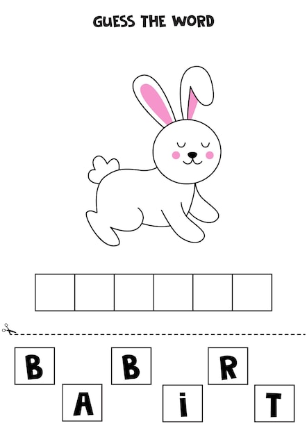 Spelling game for kids Cute cartoon rabbit