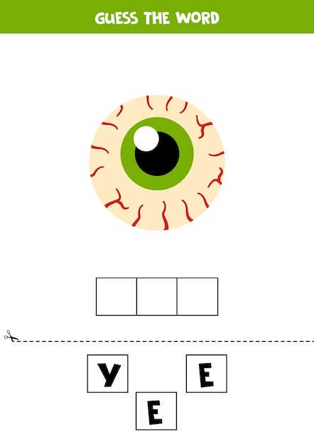 Spelling game for preschool kids Cartoon eye