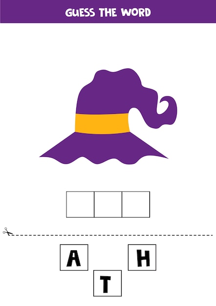 Spelling game for preschool kids Cartoon Halloween hat