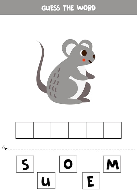 Spelling game for preschool kids cute cartoon mouse