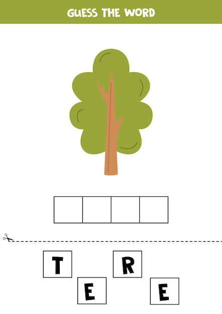 Spelling game for preschool kids Cute tree