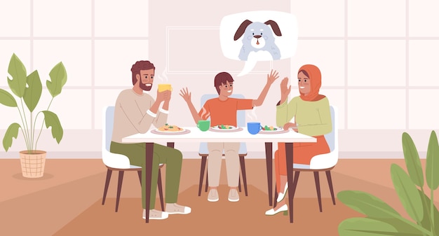 Spend time with family flat color vector illustration