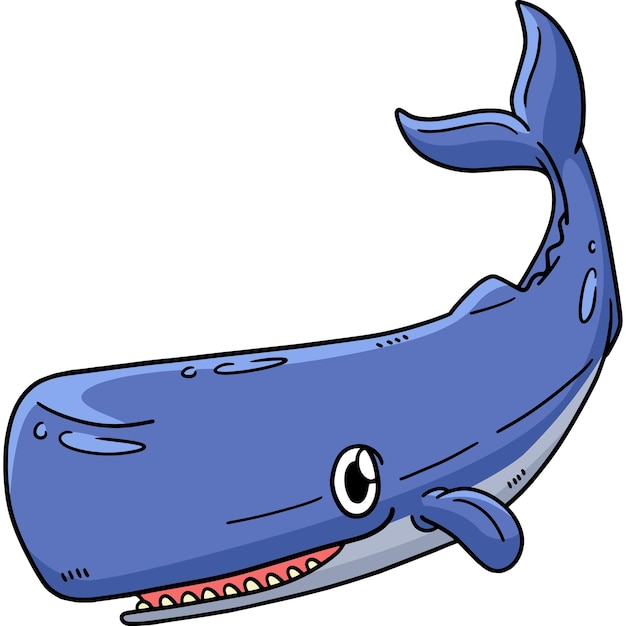 Sperm Whale Marine Animal Cartoon Colored Clipart