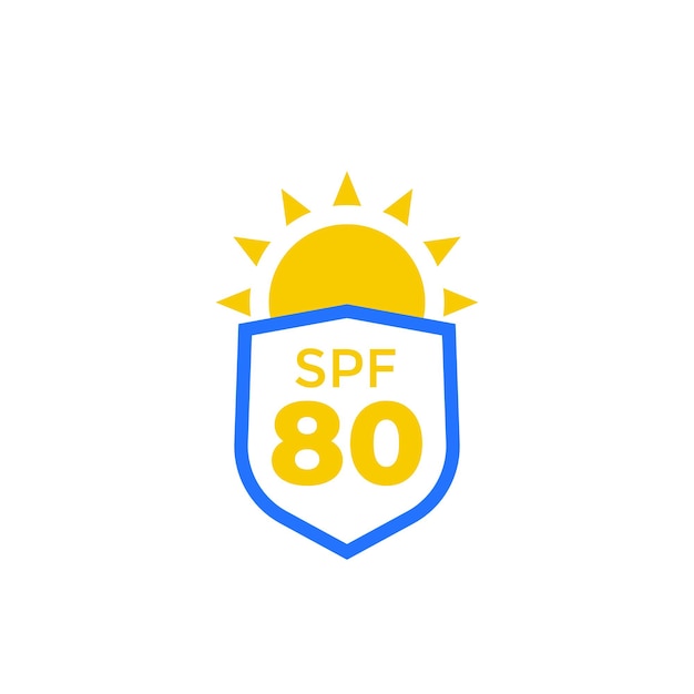 SPF 80, UV and sun protection icon