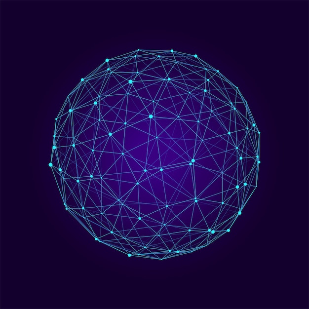 Sphere made up of points and lines Network connection structure Big data visualization Vector illustration