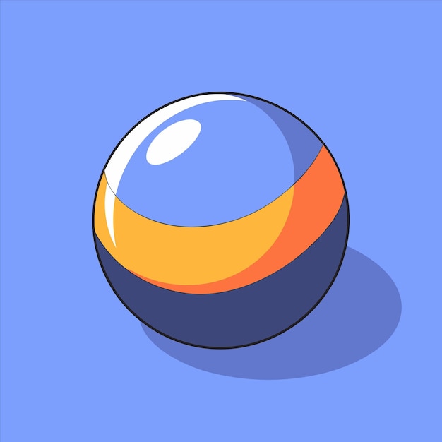 a sphere with a blue and orange design on it