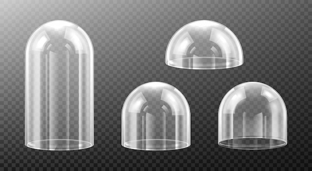 Spherical glass domes on transparent