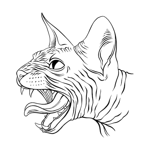 Vector sphinx cat portrait vector illustration