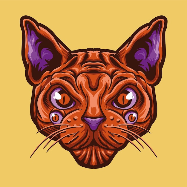 Sphynx Cat Head mascot amazing illustration for your branding business