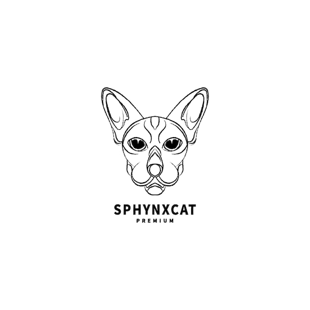 Sphynx cat head sketch drawing logo design illustration