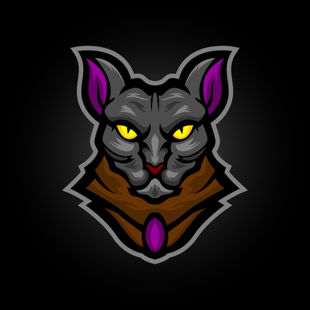 sphynx cat mascot logo  