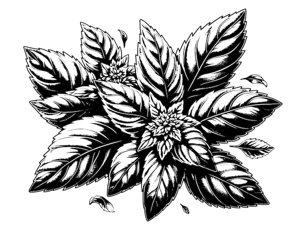 Spice basil detailed black and white recipe and nutrition concept vector generative ai