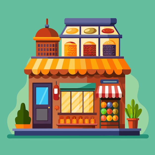 Spice Shop Cartoon Vector for Culinary Art