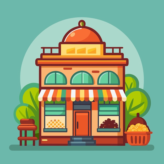 Spice Shop Cartoon Vector with Food Features