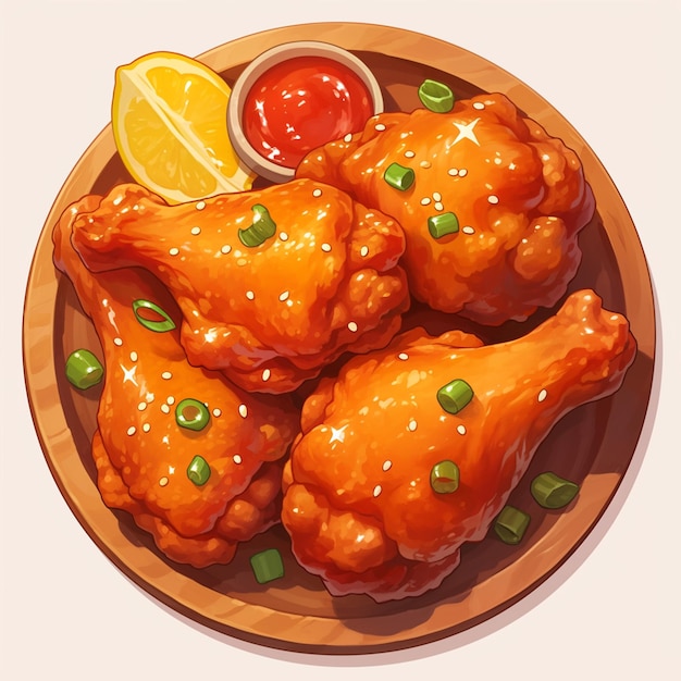 Spicy Chicken Wings Platter Cartoon Scene