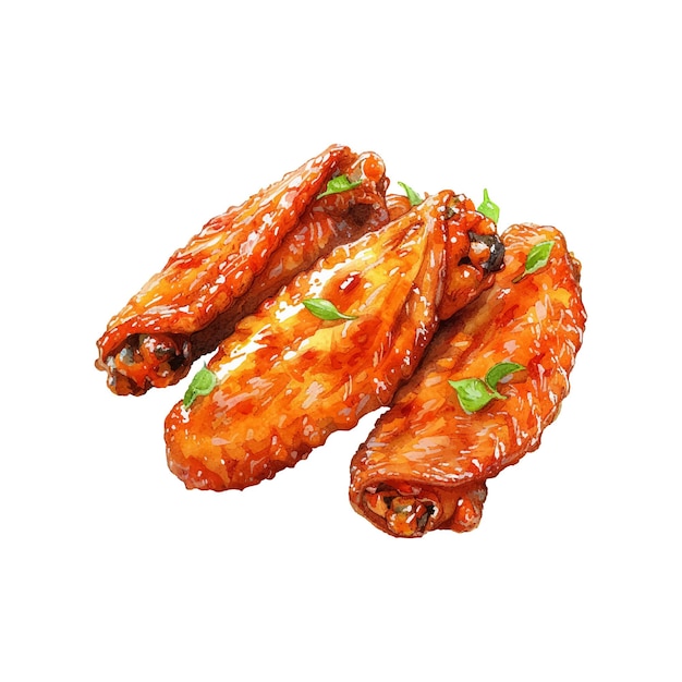 Vector spicy chicken wings vector illustration in watercolor style