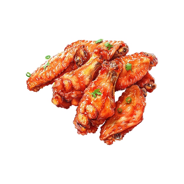 Vector spicy chicken wings vector illustration in watercolor style