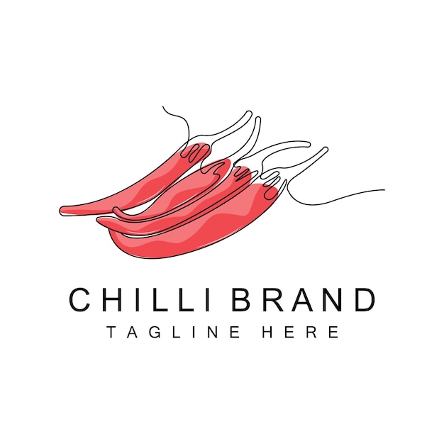 Spicy Chili Logo Design Red Vegetable Illustration Kitchen Ingredients Hot Chili Vector Brand Products