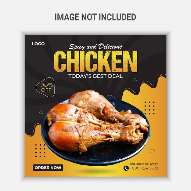 Spicy and delicious chicken social media post banner template