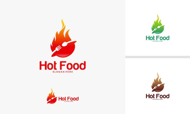 Spicy Food Logo template vector, Hot Food Fire logo designs template