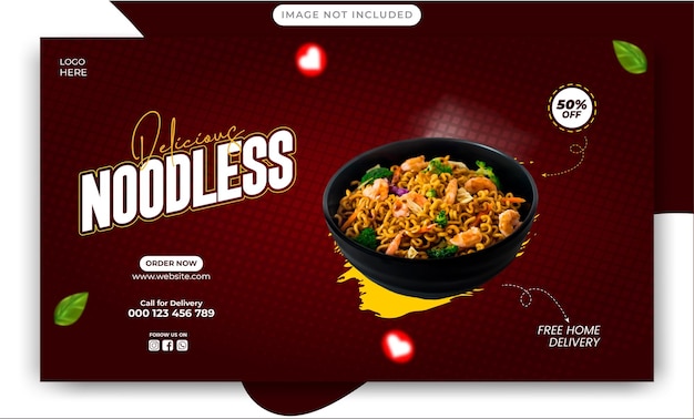 Vector spicy noodles social media post web banner template design