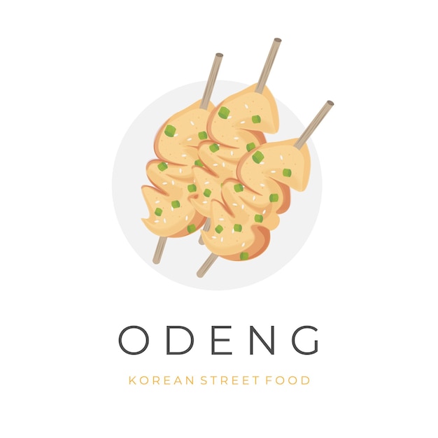 Spicy Odeng Eomuk Simple Vector Illustration Logo With Bamboo Skewer