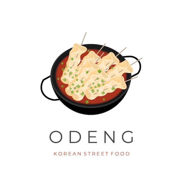 Spicy Odeng Eomuk Simple Vector Illustration Logo With Gochujang Sauce