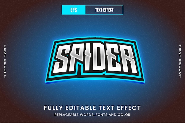 Spider 3d editable vector text effect, esport logo