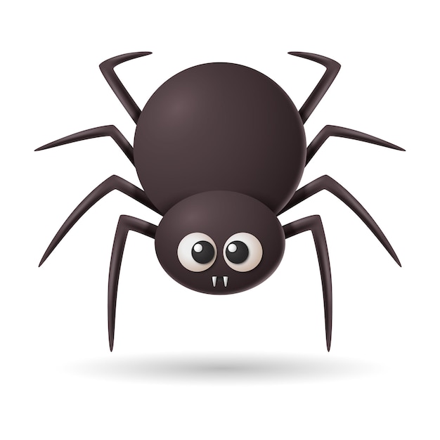 Spider 3D illustration of halloween spider isolated in white background