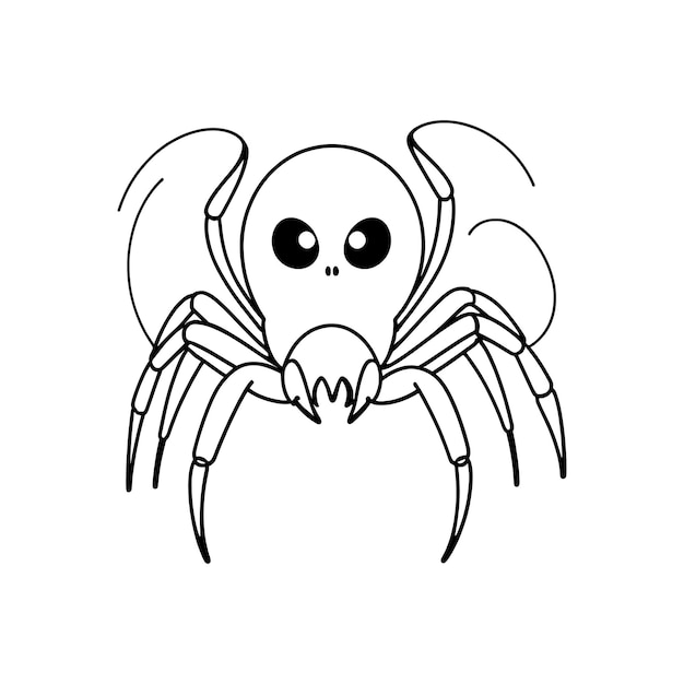 Spider hand drawing coloring page and outline vector design