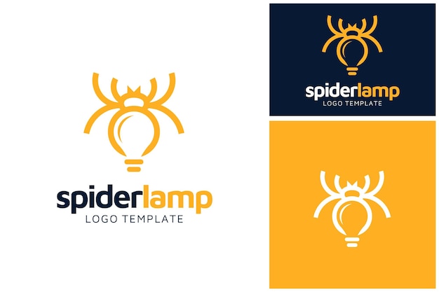 Vector spider insect bug with bright light bulb for led lamp electric company logo design