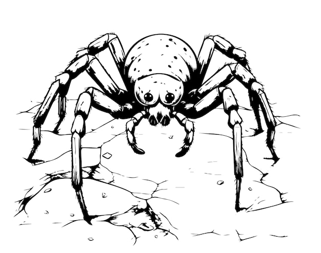 Spider insect sketch hand drawn halloween vector