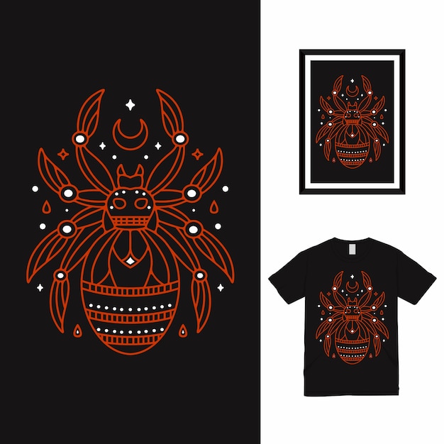 Spider Line Art T shirt Design