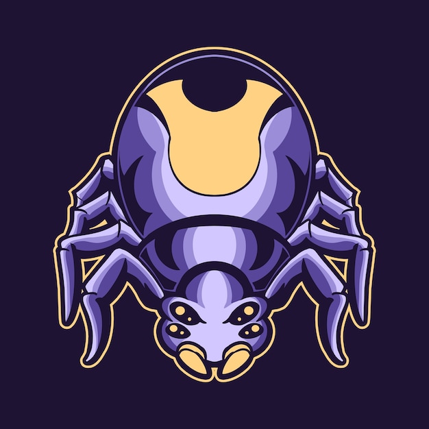 Spider logo illustration isolated on dark dark