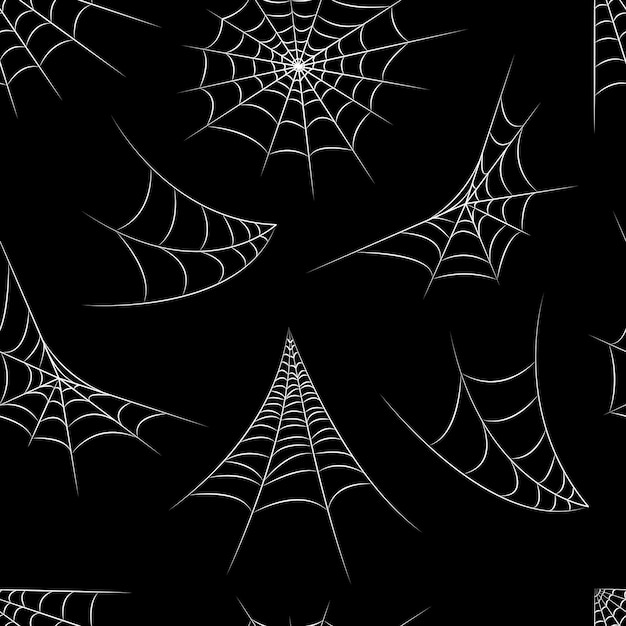 Spider's web endless background Line art Halloween vector pattern