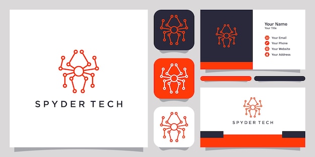 Spider tech logo icon symbol template logo and business card