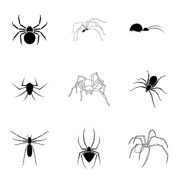 Spider vector set. Simple spider shape illustration, editable elements, can be used in logo design