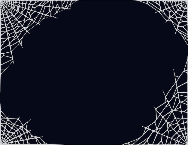 Spider web corbers isolated on black background Frame with Halloween cobwebs Vector illustration