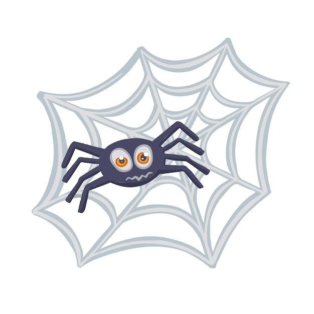 Spider on web cute halloween cartoon character